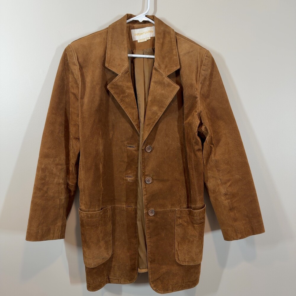 Margaret Godfrey Brown Suede Leather Blazer Jacket Womens Size‎ 10